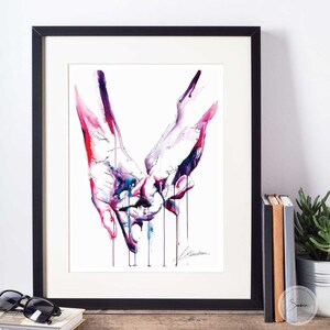 Gay Love Art Print Brenden Sanborn Signature Drip Watercolor Strong Hands Connection LGBTQA Wall Decor Pinkie Promise Romance image 8