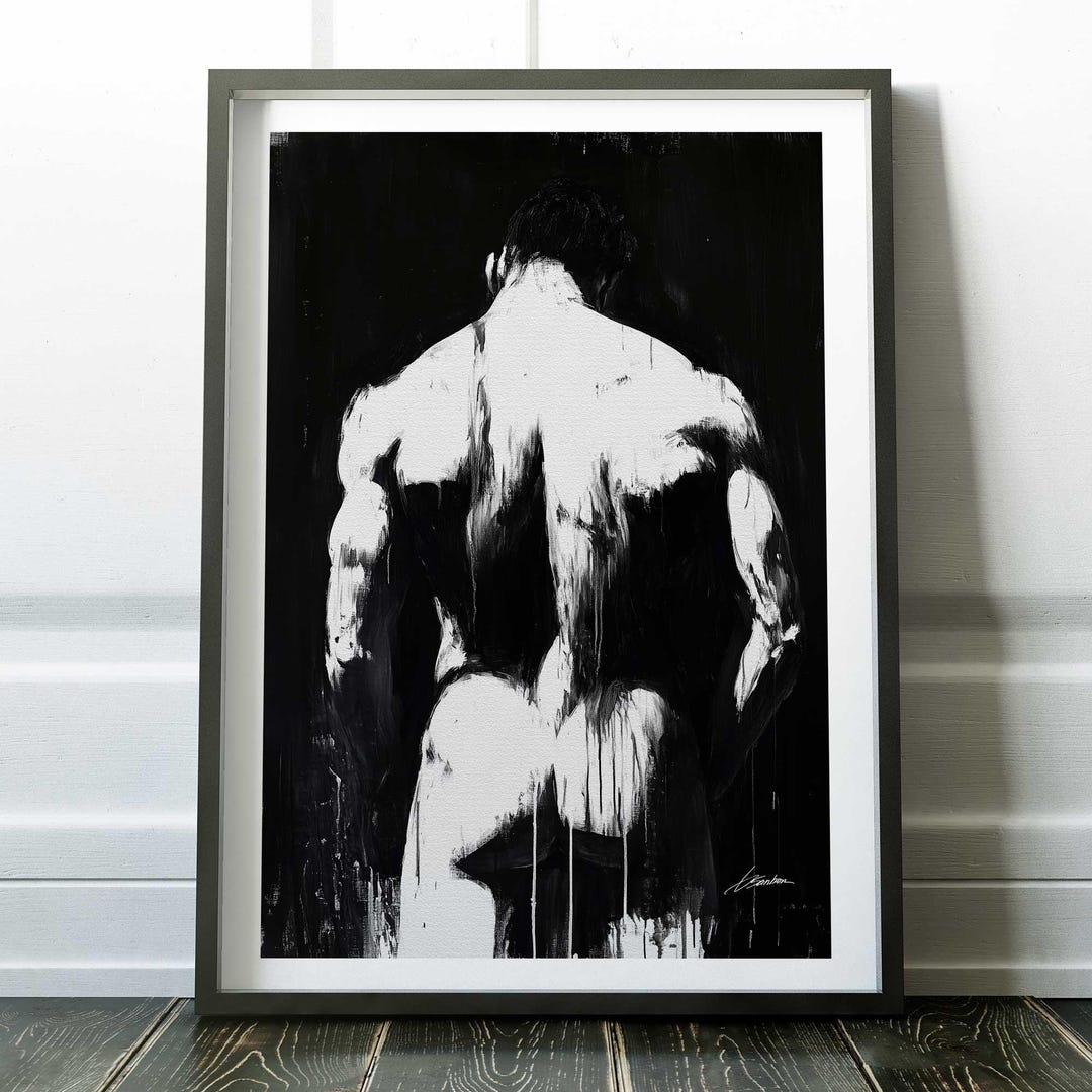 Erotic Booty Art Print Nude Male Art, Bold Black and White Giclée Print ...