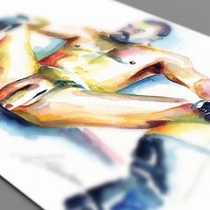 penis art Male Gay Art queer artist couple gifts for boyfriend watercolor fine arts mature cool prints gay artwork image 4