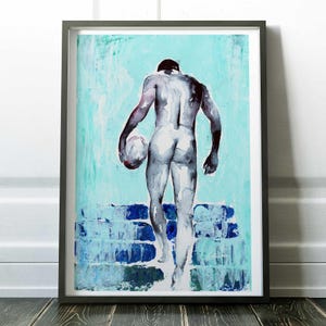 Gay Wall Art, Queer Art Print, Watercolor Body, Male Figure Illustration, LGBTQ Bedroom Decor, Sexy Torso Painting, Gift for Gay Boyfriend