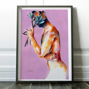 Expressive Male Body, Watercolor Study, Gay Art Print – Booty Art Print, Queer Decor, Figure Gift, Modern Gay Home Artwork