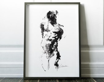 Male Nude Classical Pose Art Print - Gay Artwork, Queer Homoerotic Fine Art, Vintage Inspired Male Form, Aesthetic Body Positivity Decor