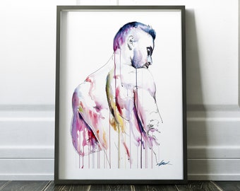 Homoerotic Gay Art Print Sensual Paintings Watercolor | Etsy