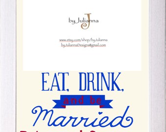 Framed Embroidered Wedding Gift Eat, Drink and Be Married Picture Frame