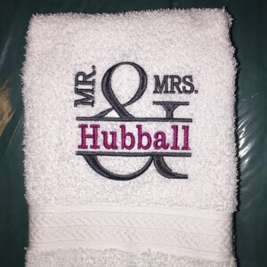 Personalized Embroidered Towel Set Mr. & Mrs.
