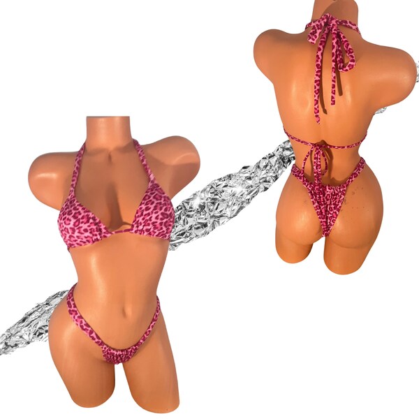 Blue cheetah bikini set with wrap main image 1