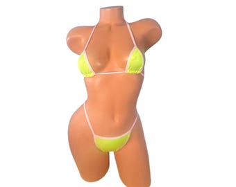 Ensemble bikini string jaune – Maillot de bain minimaliste en spandex
