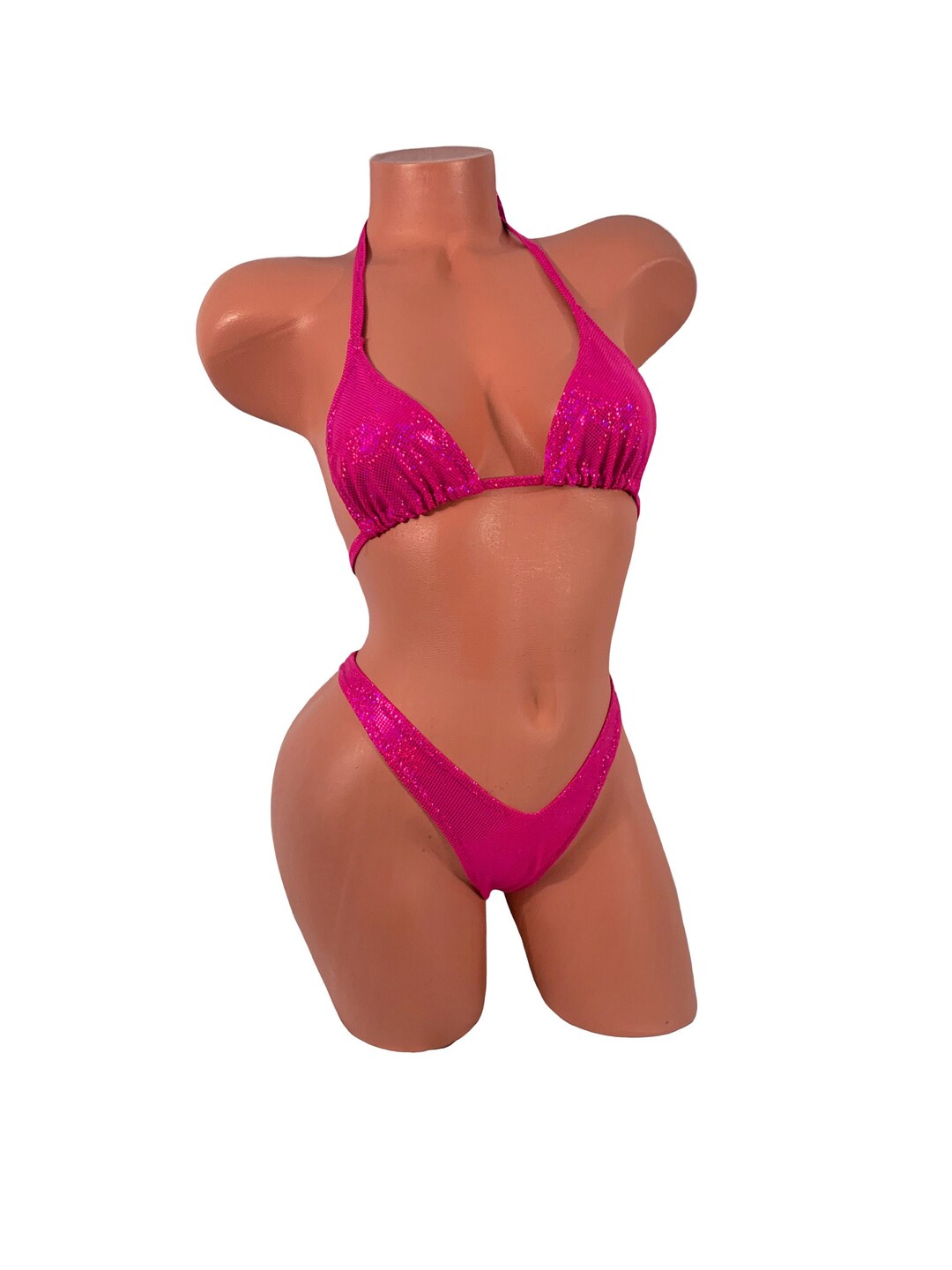 Fuchsia Holographic Hot Pink Bikini European Micro or Brazilian Cut