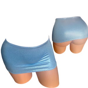 Mini skirt tiny skirt bikini coverup exotic dance wear club wear metallic baby blue micro skirt