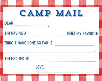 Kids Camp Guided Stationary Set, Fill In Camp Notes- 12 Options