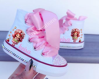 Strawberry Girl custom shoes, berry birthday, strawberry birthday