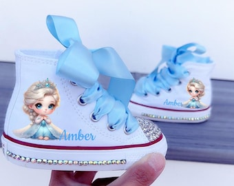 girls custom shoes, ice princess, elsa shoes, zapatos de princesas de hielo