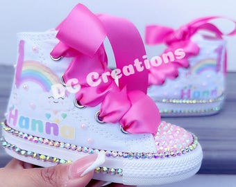 Rainbow custom shoes, zapatos personalizados de arcoiris, rainbows unicorn girls shoes personalized