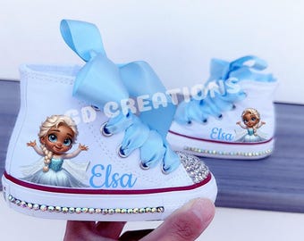 ice princess, elsa custom shoes. zapatos de princesas