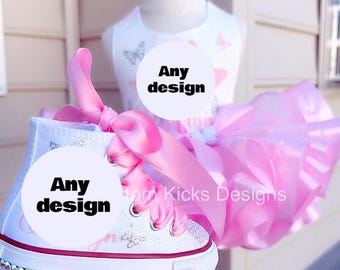 Custom Birthday Tutu Outfit with Personalized Converse Shoes