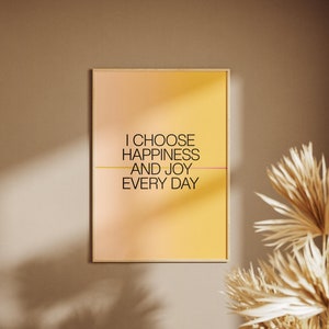 Joy and Happiness Wall Art Print, Motivational Quote, Positive Affirmation Decor for Home, Office, Bedroom, Daily Inspiration