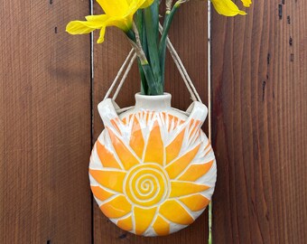 Yellow and Orange Sun Wall Vase