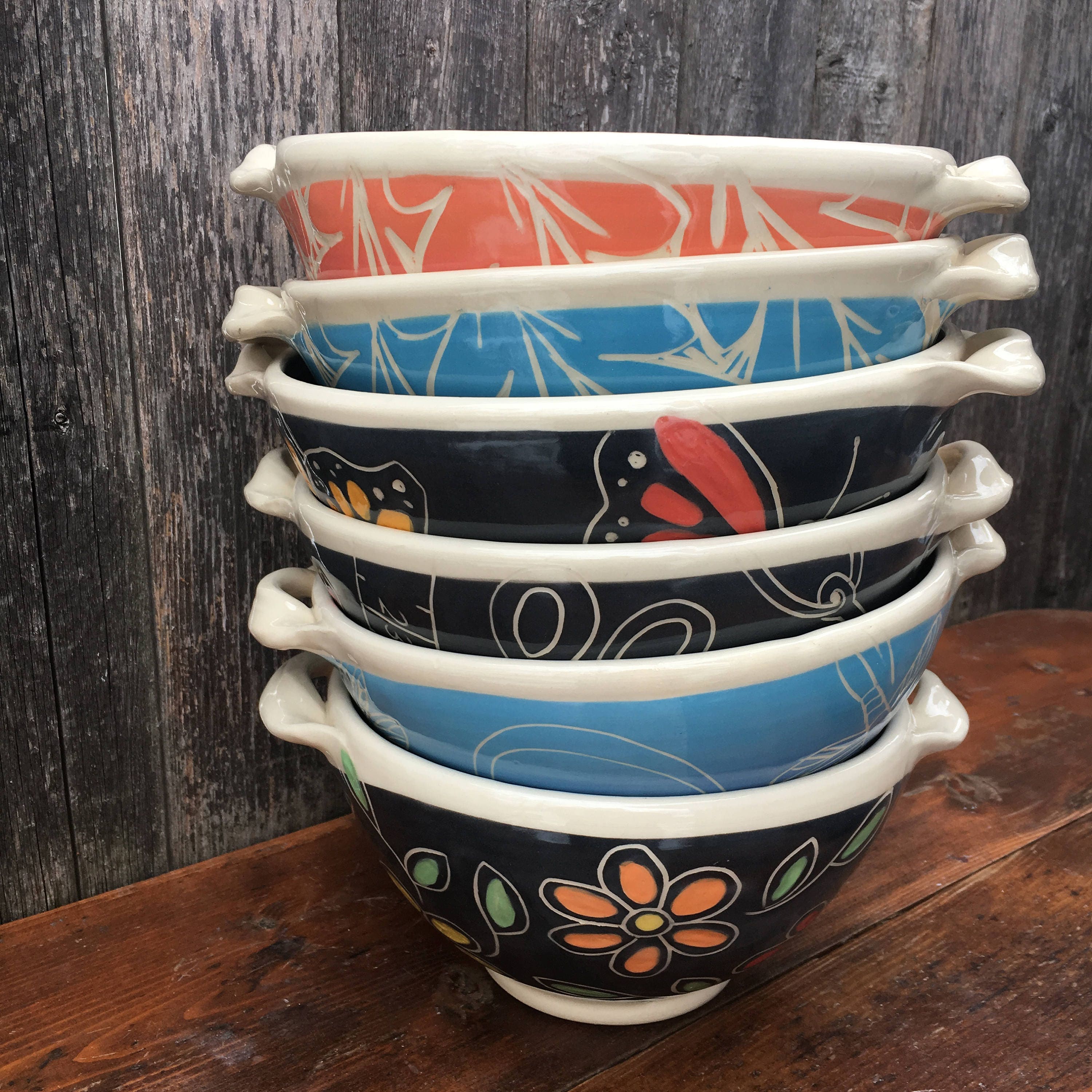 Blue and White Dragonfly Serving Bowl With Handles - Etsy