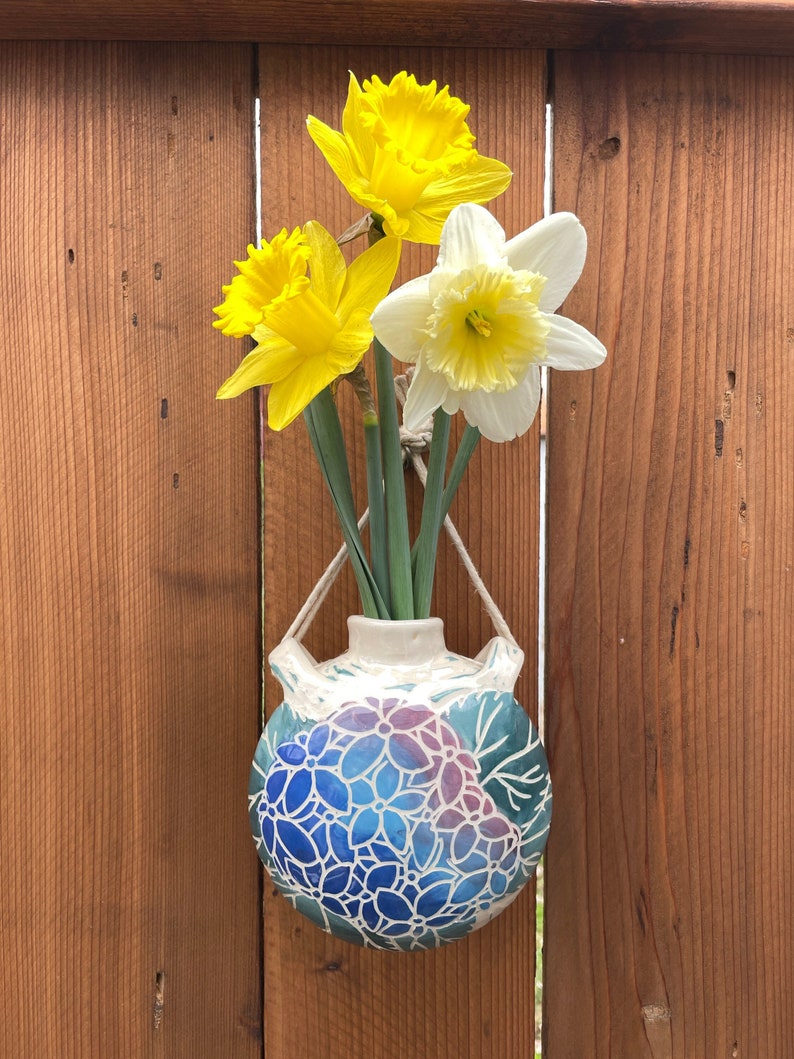 Blue Hydrangea Wall Vase image 1