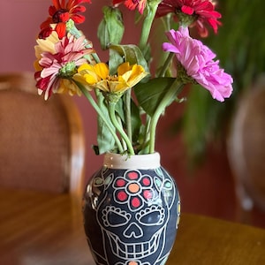 Colorful Sugar Skull Vase / Day of the Dead / Dia de los Muertos