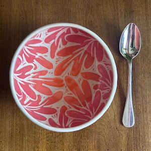 Small Orange and Red Oak Leaf Single Serving Bowl