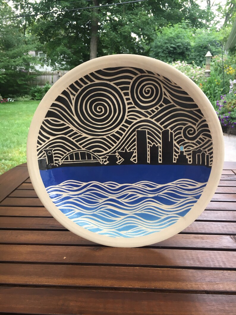 Milwaukee Skyline Plate / Handmade / Wisconsin Etsy