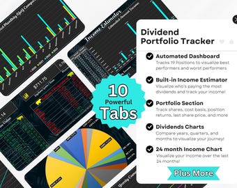 Dividend Portfolio Tracker Excel Template | Stock & ETF Investment Spreadsheet | Dividend Income Dashboard + Allocation Tracker