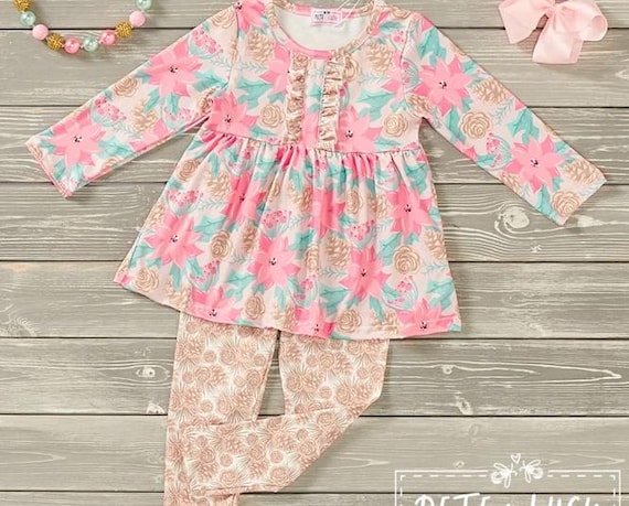Pete + Lucy Pretty Poinsettia Pant Set - Size 12-18M