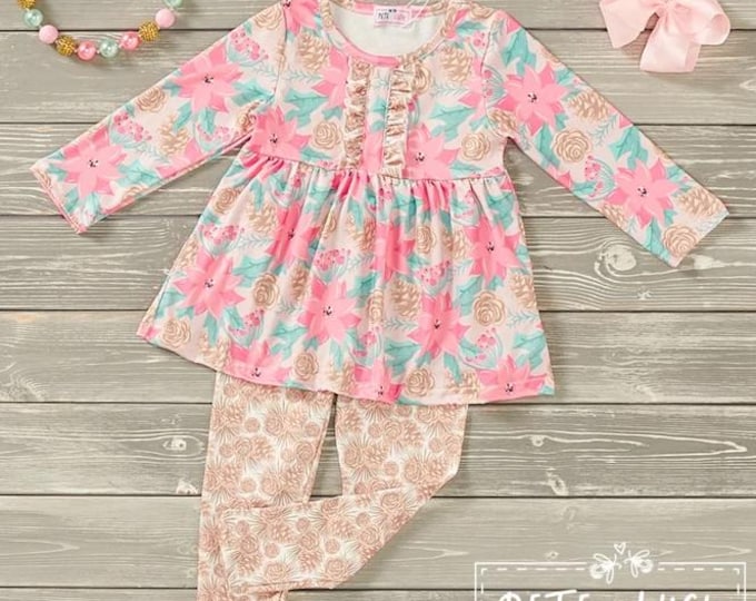Pete + Lucy Pretty Poinsettia Pant Set - Size 12-18M