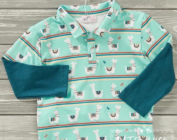 Boys Pete + Lucy Happy Llama Long Sleeve Top - Size 5