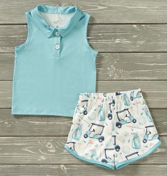 Pete + Lucy Hole in One Girls Summer 2-Piece Short Set