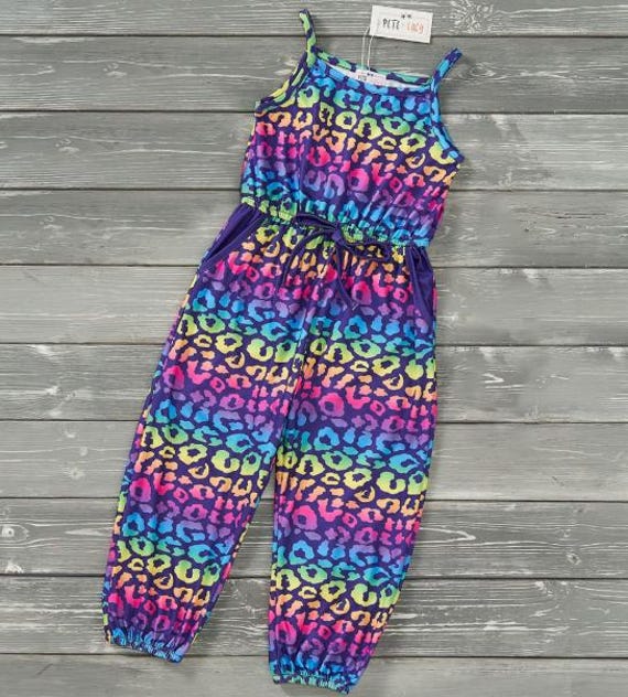 Pete + Lucy Neon Safari Toddler Girl Summer Jumpsuit - Size 3T