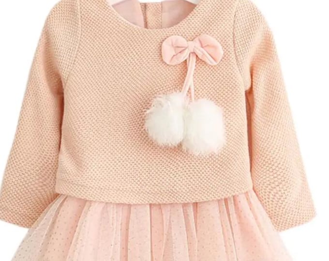 Pink Knit Baby Tulle Skirt and Sweater Set - Size 18-24M