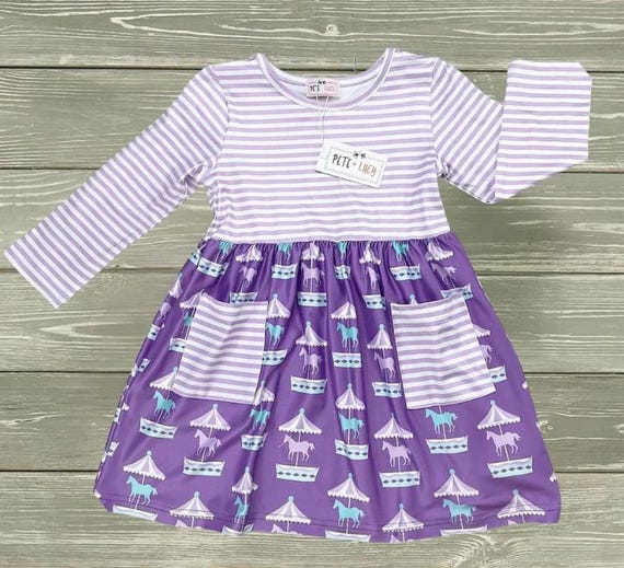 Girls Purple Carousel Dress - Size 6/6X