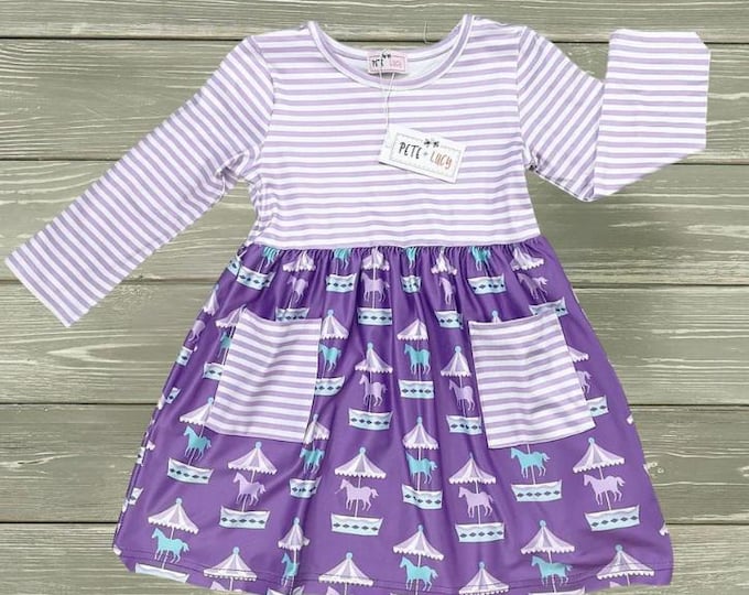 Pete + Lucy Girls Purple Carousel Dress - Size 6/6X