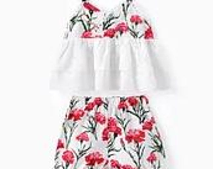 Baby Girl 2pcs Floral Print Mesh Camisole and Shorts Set
