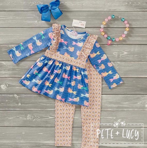 Pete + Lucy Mermaid Fun Pant Set - Size 3T