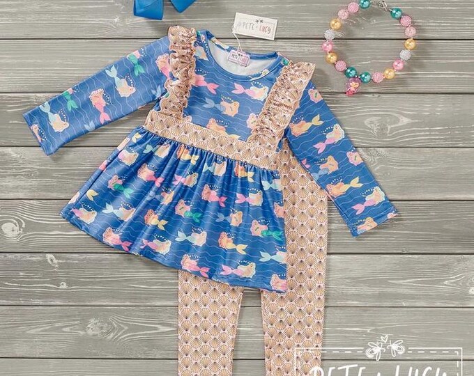 Pete + Lucy Mermaid Fun Pant Set - Size 3T