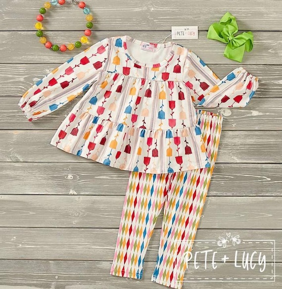 Pete + Lucy Retro Flowers Pant Set - Size 2T