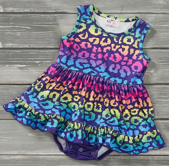 Pete + Lucy Neon Safari Baby Girl Summer Romper