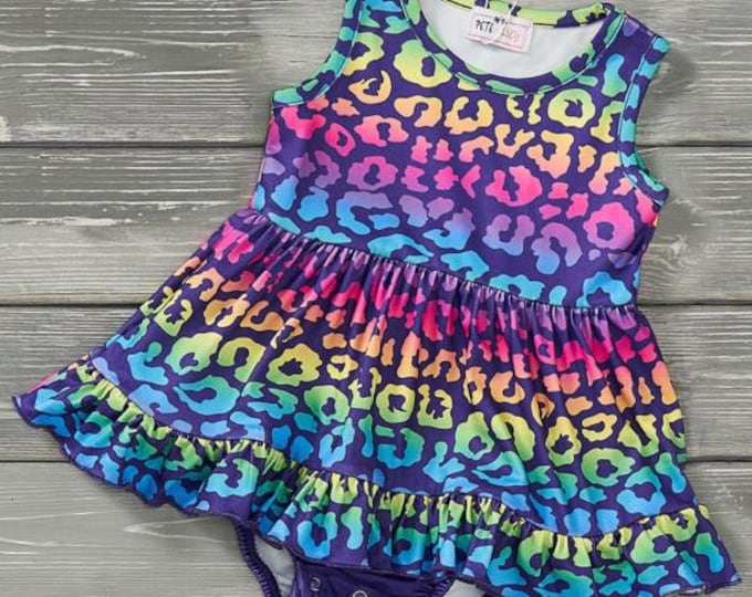 Pete + Lucy Neon Safari Baby Girl Summer Romper