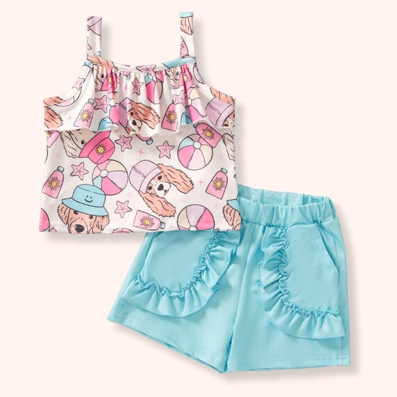 Pete + Lucy Sandy Paws 2-Piece Short Set