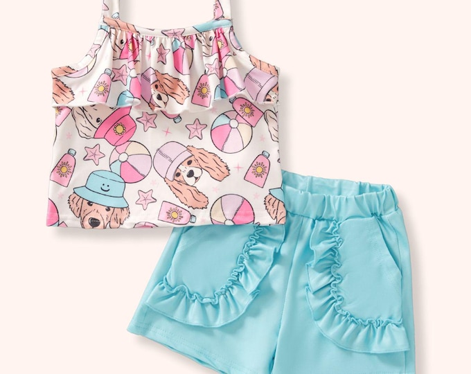Pete + Lucy Sandy Paws 2-Piece Short Set