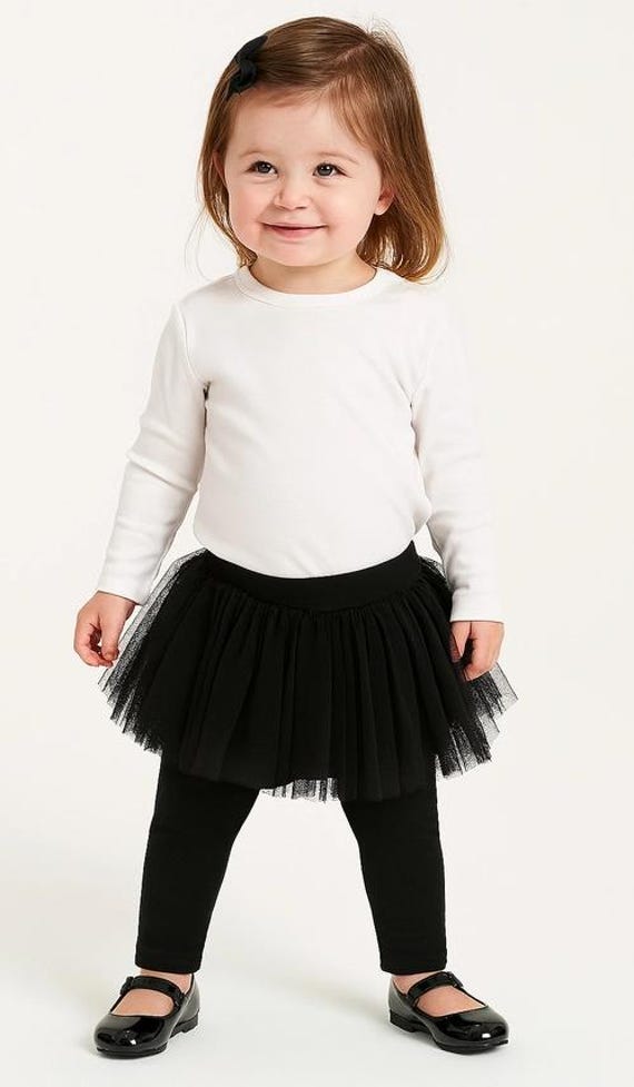Toddler Girl Tutu Black Legging Pants - Size 6-12M