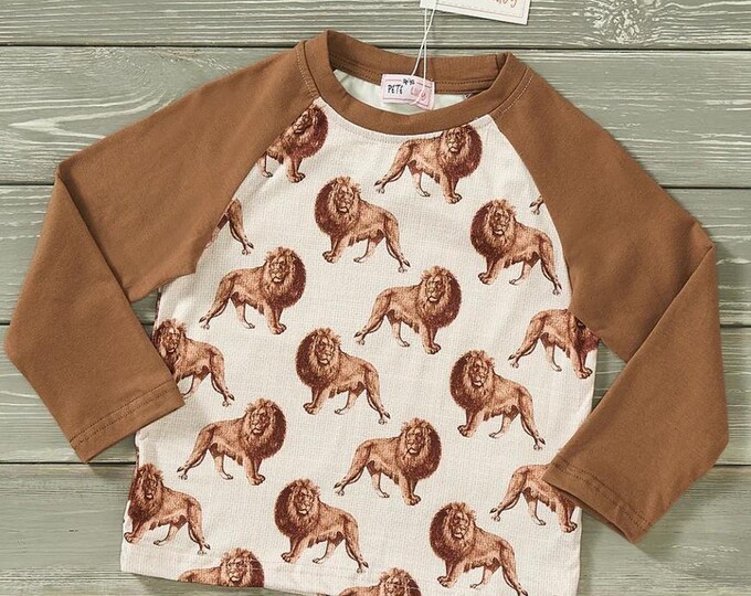 On a Safari Boys Raglan Long Sleeve Animal Print Shirt