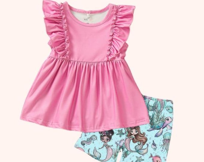 Pete + Lucy Mermaid Lagoon Girl 2-Piece Short Set