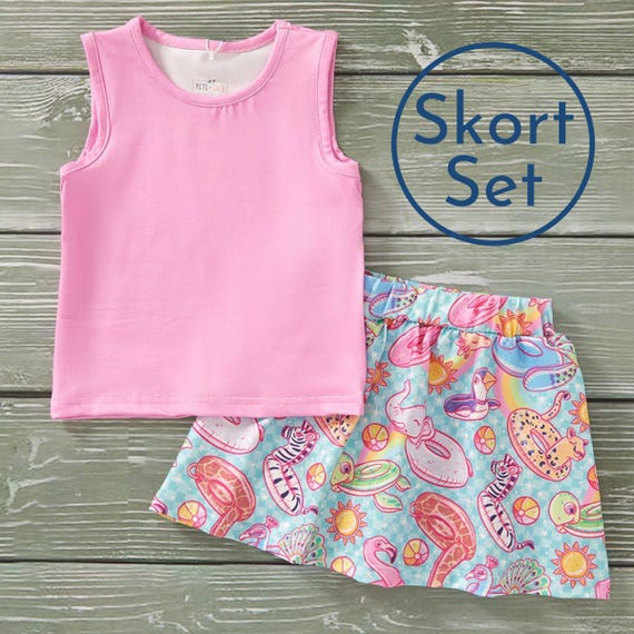 Pete + Lucy Pool Party 2-Piece Girl Summer Skort Set