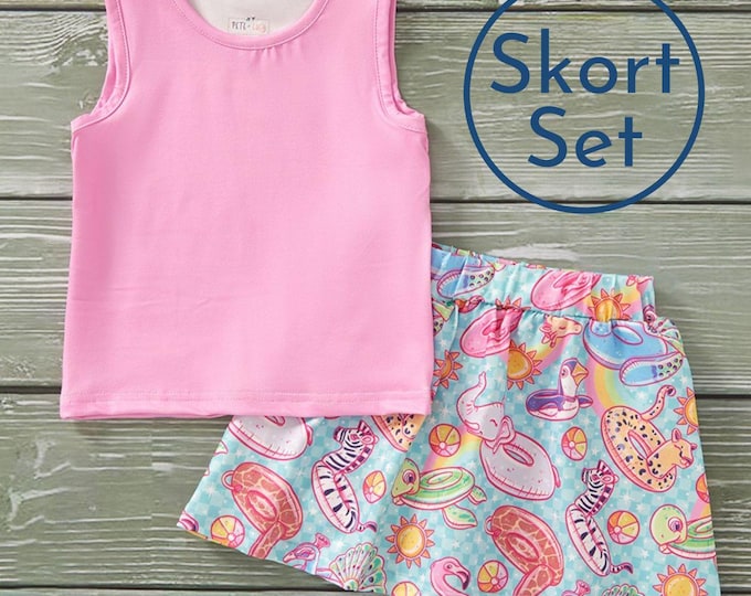 Pete + Lucy Pool Party 2-Piece Girl Summer Skort Set