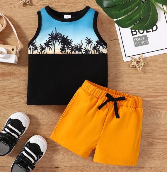 Toddler Boy Tree Print Top and Shorts Set Size 3/4