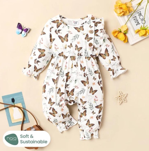 Baby Girl Butterfly Print Jumpsuit Size 9-12
